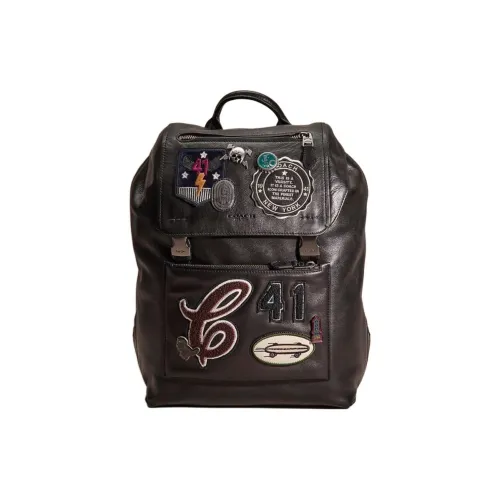 COACH Manhattan Телячья кожа Рюкзак Большой Унисекс Черный