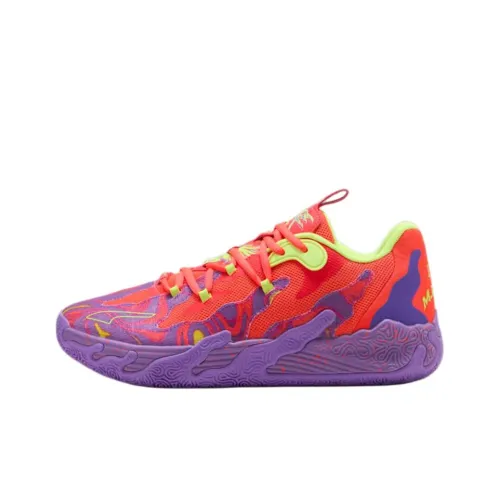 PUMA x LAMELO Детская баскетбольная обувь Low Top Красный Фиолетовый Школьный возраст