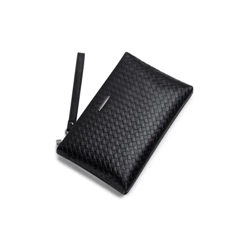 WilliamPOLO Коровья кожа Клатч Консервы Hold 9 Дюйм iPad Конверт Сумка Средний Мужской Черный