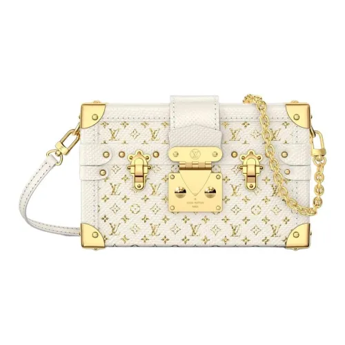 LOUIS VUITTON PETITE MALLE Кожа Твердый BOX CROSSBODY Сумка Сумка через плечо Женская Серо-бежевая