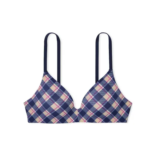 Victoria's Secret Розовый Wear Everywhere Легкий Беспроводной Бюстгальтер с Подкладкой NPP Бюстгальтер Женский Морской Клетка с Принт