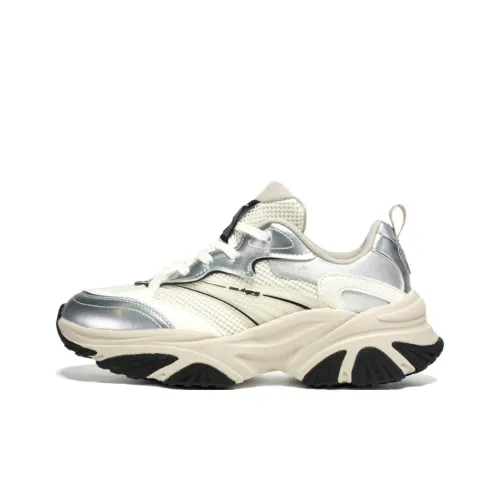 361° Slip Устойчивый к истиранию Низкий Топ Кэжуал Женский Серебряный Белый