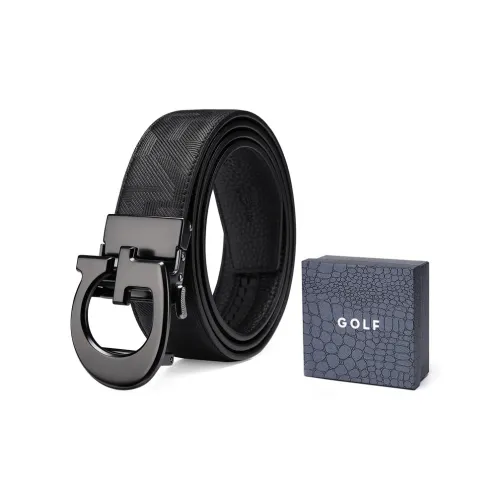 GOLF Ремни из коровьей кожи Мужские Матовый черный Металлический 3,5 см