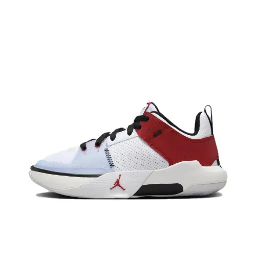 Джордан One Take 5 Устойчивый к истиранию Низкий Топ Детские Баскетбольные Кроссовки Белый Красный