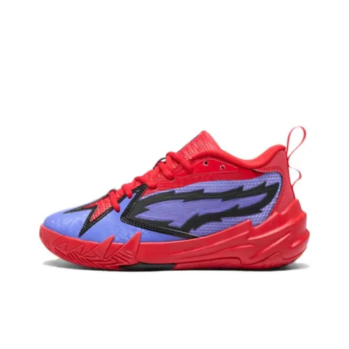 PUMA Scoot Zeros PRED Детская баскетбольная обувь MID Топ Синий/Красный Школьный возраст