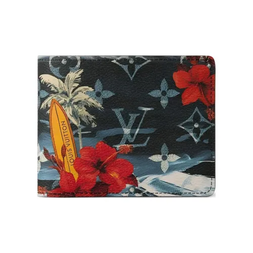 LOUIS VUITTON Slender Кожа Кошелек Мужской Черный и Разноцветный