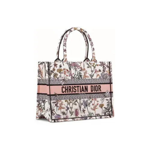 DIOR BookTote Вышивка Сумка-тоут Сумка для покупок Сумка среднего размера Женская Многоцветная
