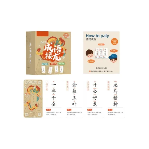 Happy Fish Идиом Solitaire Карта Magic Китайский персонаж Игральные карты Комбинация Развивающие игрушки