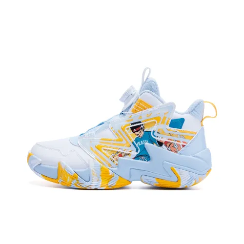 QIAODAN Детские баскетбольные кроссовки Low Top Jordan Белый/Glacier Blue Школьный возраст
