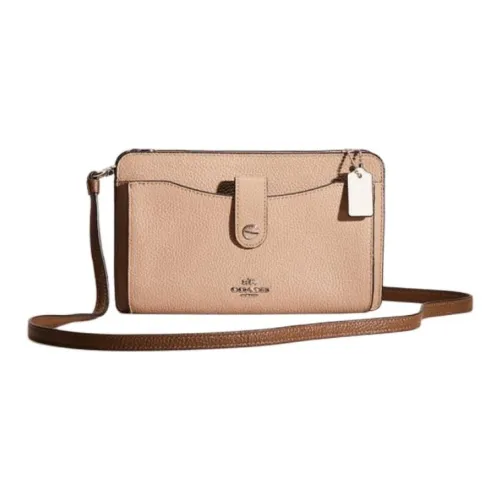 COACH NOA POP Up Текстура Кожа Сумка через плечо Сумка на плечо Маленькая Женская Молочно-чайная