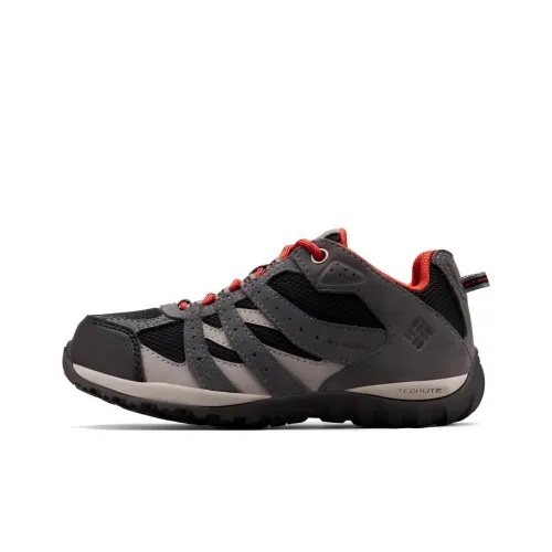 Columbia Redmond Износостойкий Водонепроницаемый Низкий Топ Детская Туристическая Обувь Черный Красный Подростки