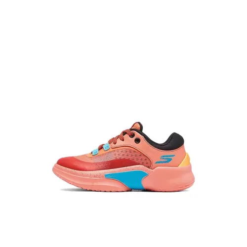 Skechers Kids SKX Court HYPE Slip-Resistant Abrasion-Resistant Low Top Children's Basketball Shoes Orange Red Children's