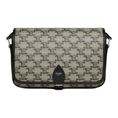 CELINE Холст Телячья кожа Плечевая сумка Маленькая Унисекс Светлый Умбра