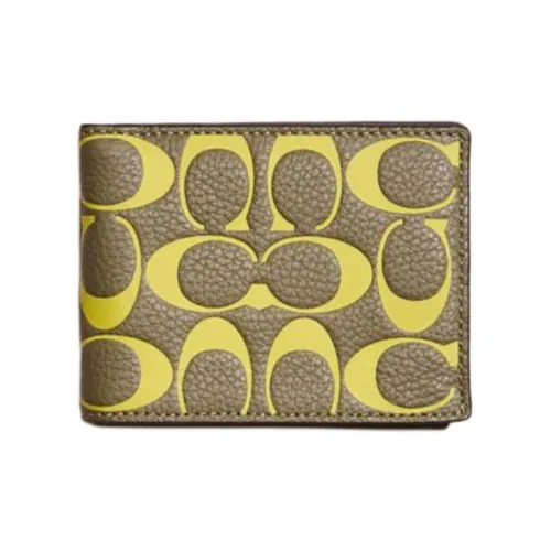 COACH Кошелек Billfold из кожи мини унисекс армейский зеленый и лайм