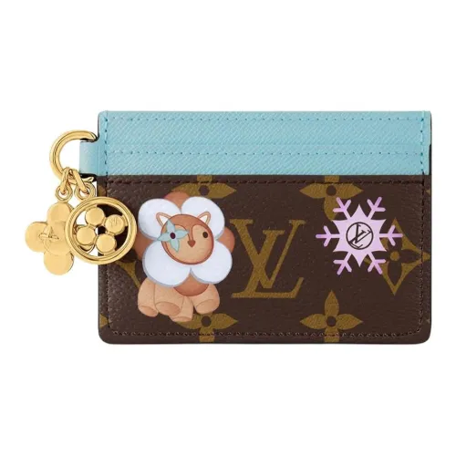 LOUIS VUITTON Snow Show Кожа Держатель для карт Женский Коричневый Синий