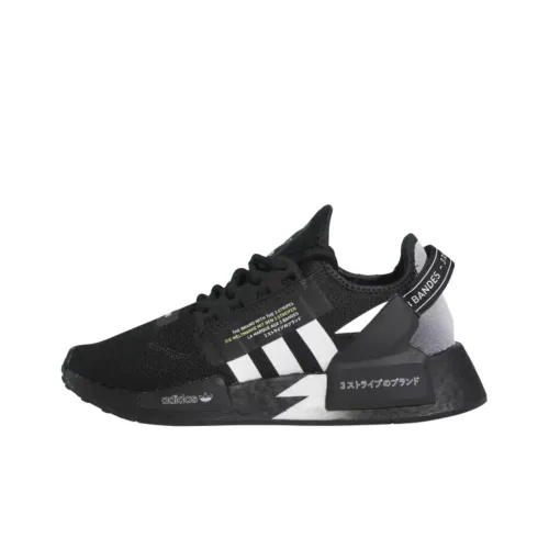 Adidas Originals NMD_R1 V2 Противоскользящий Устойчивый к истиранию Низкий Топ Детская Беговая Обувь Черный Белый Подростки