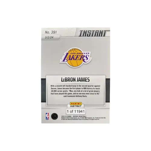 PANINI Джеймс Леброн Миллениум Карта Отмечающая 40 000 Очков в Карере Игрок Карта Спортивные Карты 1 Размер