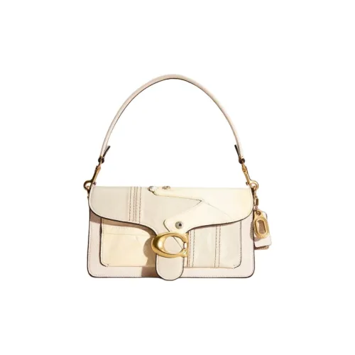 COACH Tabby Полированная Галька Кожа Сумка через плечо Средняя Женская Латунь Мел