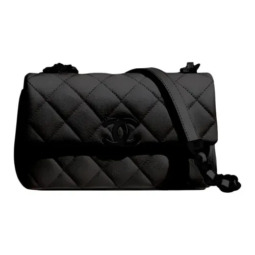 CHANEL Телячья кожа с рельефным узором металл краска сумка с клапаном сумка через плечо маленькая женская черная