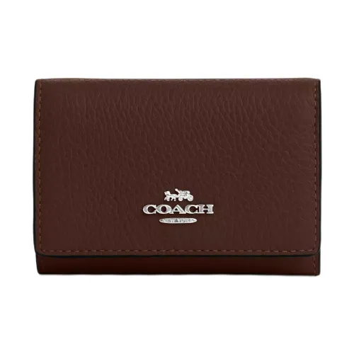 COACH Micro Pebble Кожа Кошелек Мини Женский Кленовый