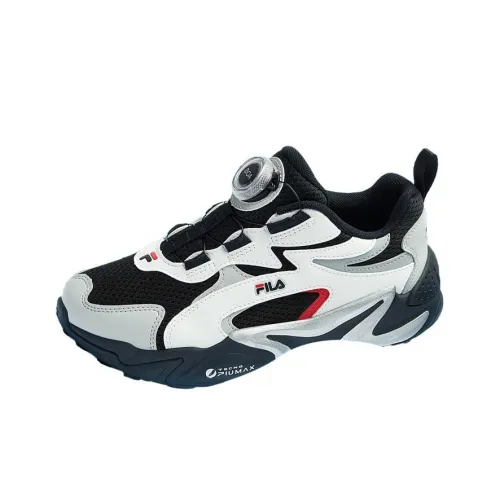 FILA KIDS BOA Slip-resistant Abrasion-resistant Low Top Детская беговая обувь Черный Белый