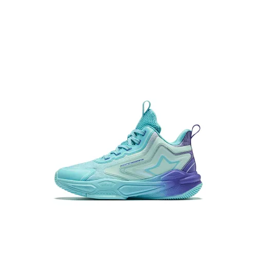 ERKE KIDS StarLeap Амортизаторы Shock Absorbers Oтскок MID Топ Баскетбольные кроссовки Для плавания Синий Signal Фиолетовый Bubble Зеленый Детский