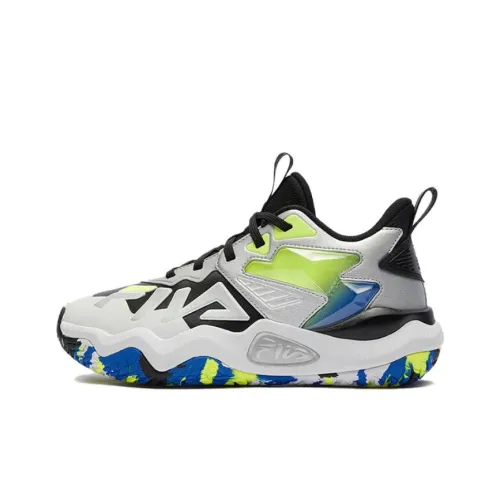 FILA KIDS Противоскользящий устойчивый к истиранию MID Топ Детские Баскетбольные Кроссовки Черный Белый Серый