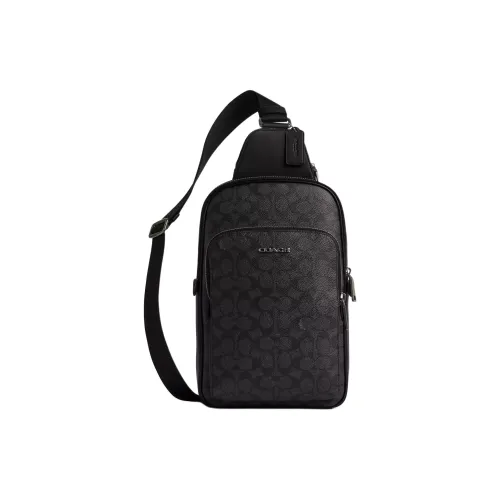 COACH Ethan Покрытый холст Сумка через плечо Sling Сумка Маленькая Мужская Уголь