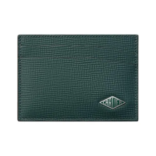 Cartier Корова крупнозернистая кожа Держатель для карт Унисекс Сосново-зеленый