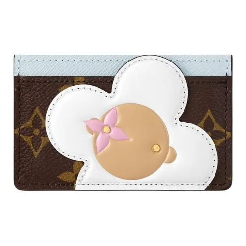 LOUIS VUITTON Тисненая кожа Держатель для карт Стандартный Женские Белый и Коричневый