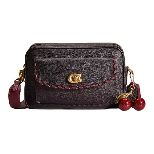 COACH Cassie Каменная кожа Camera Сумка Сумка через плечо Женская Латунь и Черный