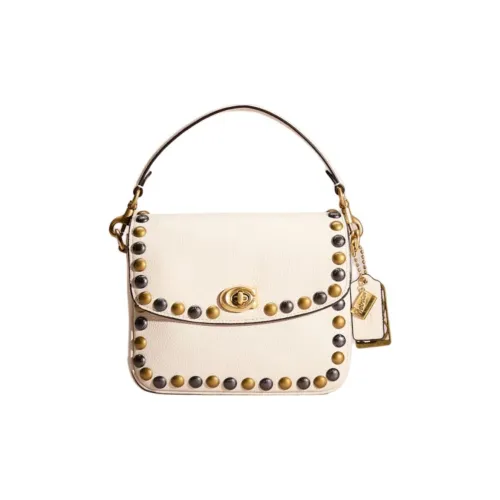 COACH Cassie Полированная Галька Кожа Сумка Маленькая Женская Латунь и Мел