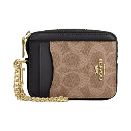 COACH Искусственная кожа Картхолдер Мини Женский Коричневый и Черный