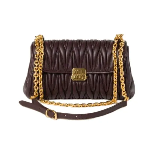 MIU MIU Matelassé Напп Кожа Портативная Сумка через плечо Сумка на плечо Женская Темно-красная