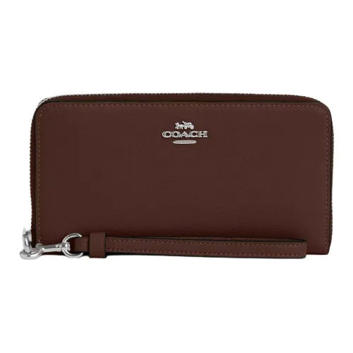 COACH Zip Around кожаный кошелек маленький женский кленовый