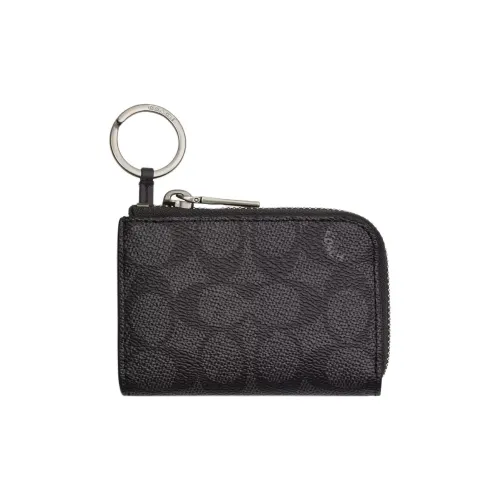 COACH SignatureCanvas Покрытый холст Key Pouch Мини Женские Уголь