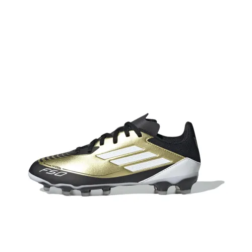 Adidas F50 League Детские футбольные бутсы Низкий топ Золото/Черный/Белый Унисекс