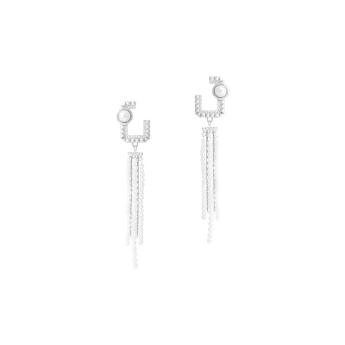 HARCY Медные Толстые Серьги с Покрытием Родий и Золотыми Бусинами Женские