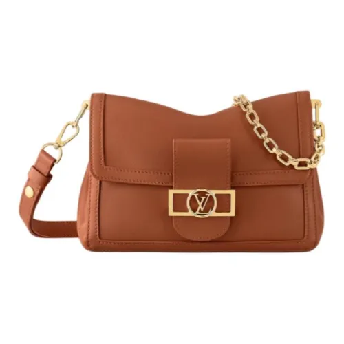 LOUIS VUITTON Dauphine Soft Calfskin Dafne Bag Crossbody Bag Medium Women's Cognac Brown