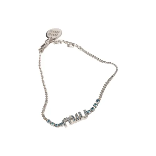 MIU MIU Металл Искусственный кристалл Наручные повязки Унисекс Серебряный