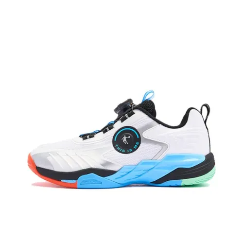 QIAODAN Frenzied Перо Противоскользящий Износостойкий Низкий Топ Детские Кроссовки для Тренировок Белый Серебряный Синий Подростки