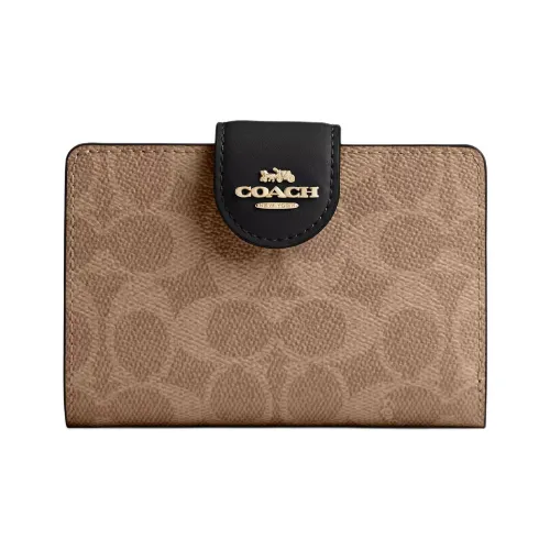 COACH Кожа Кошелек Средний Женский Коричневый Черный
