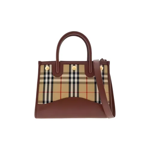 Burberry Холст и Кожаная Сумка-тоут Сумка для покупок Женская Сумка Бежевого и Коричневого цвета