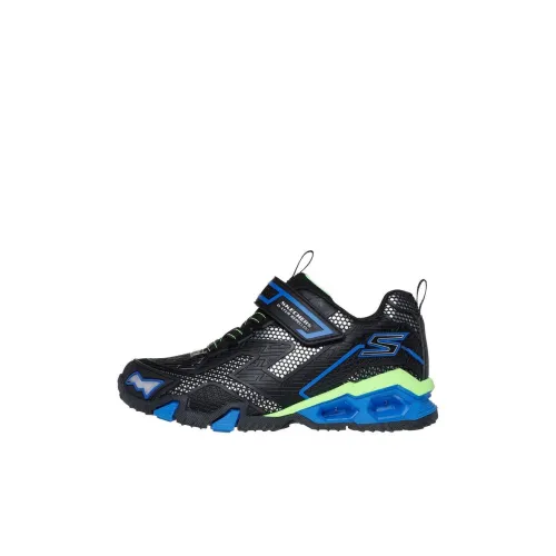 Skechers Kids S Lights Slip-Resistant Shock Absorbers Low Top Kids Lifestyle Shoes Black Blue Скачи Kids S Lights с противоскользящим покрытием амортизаторы низкий топ детские повседневные кроссовки черный синий