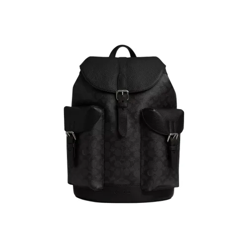 COACH WARNER Покрытый холст Рюкзак Большой Мужской Уголь