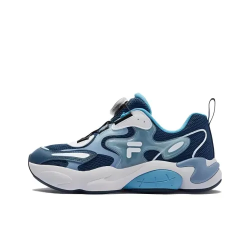 FILA KIDS Противоскользящие Амортизирующие Дышащие и Поддерживающие Низкие Кроссовки для Беговых Занятий для Детей Синие и Белые