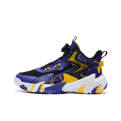 361°KIDS Hummer 2,0 Детские баскетбольные кроссовки Высокий верх Фантазия Фиолетовый/Угольный черный/Золотой Оранжевый Унисекс