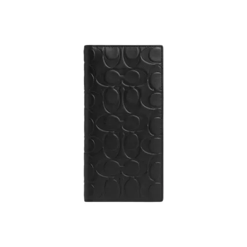 COACH Гладкая Телячья Кожа Кошелек Мини Мужской Черный