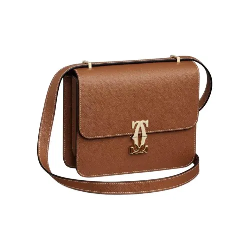 Cartier C De Cartier Collection Телячья кожа Сумка через плечо Сумка на плечо Мини Женская Светлый Умбра