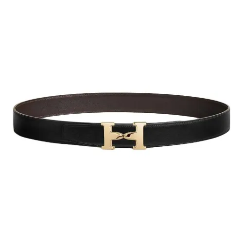 HERMES Телячья кожа Кожаные ремни Женские Черный 3,2 см